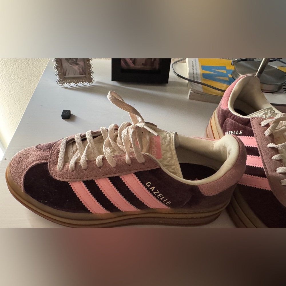 Adidas Gazelle Bold  Pink and Brown Sneakers with Suede Upper